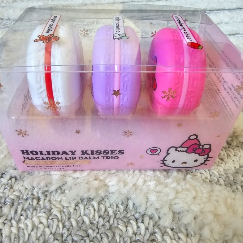 Creme  x Limited Edition- Hello Kitty Holiday Macaron Lip Balm Trio- sealed